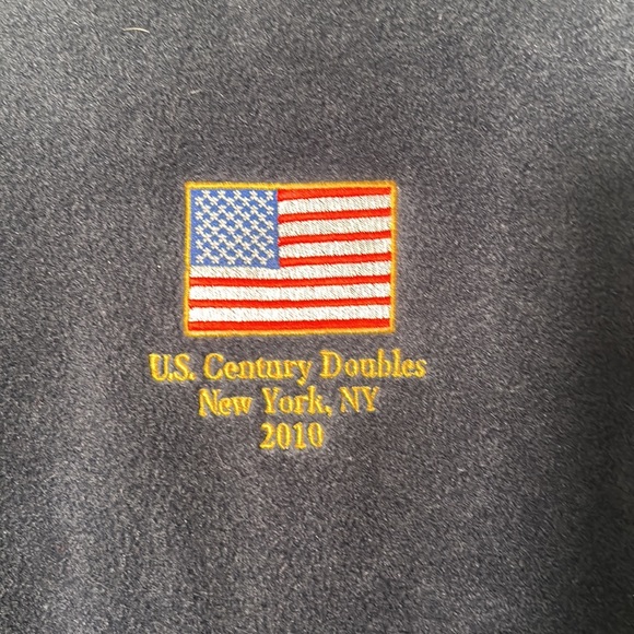 MEN HARRITON FLEECE TOP US SQUASH TOP IN NAVY BLUE 1/4 ZIPPER TWO POCKETS S - Picture 8 of 9